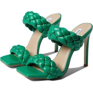 STEVE Madden BNWOT "Kenley" Green Braid Stiletto Heel Sandals